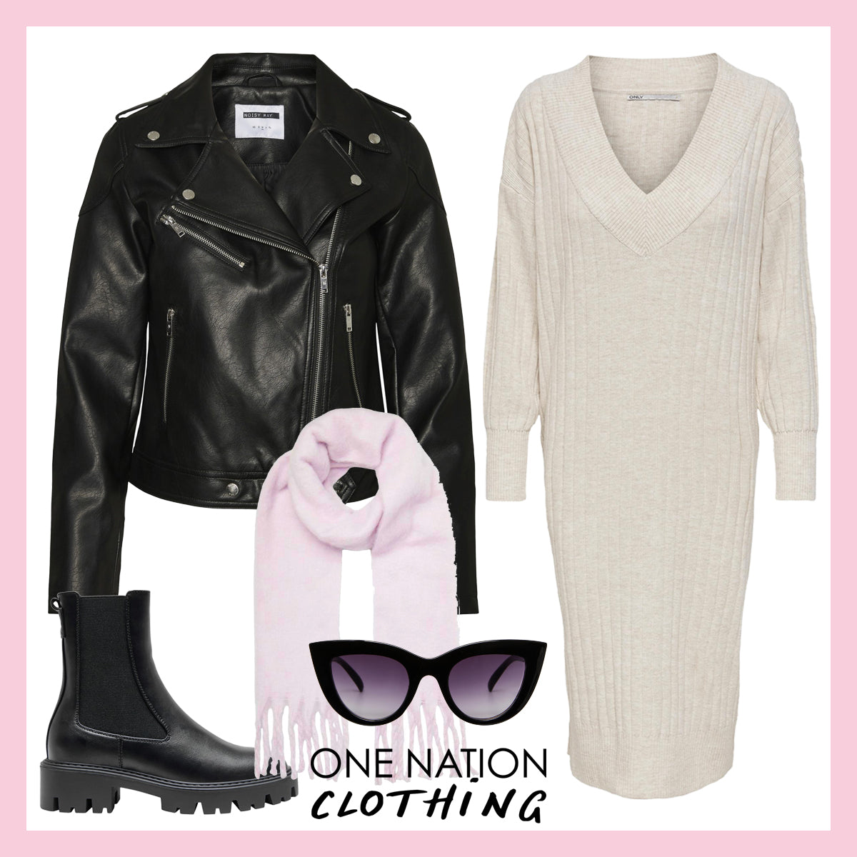 OUTFIT INSPO: The Perfect Transitional Knit Dress & Leather Jacket Combo