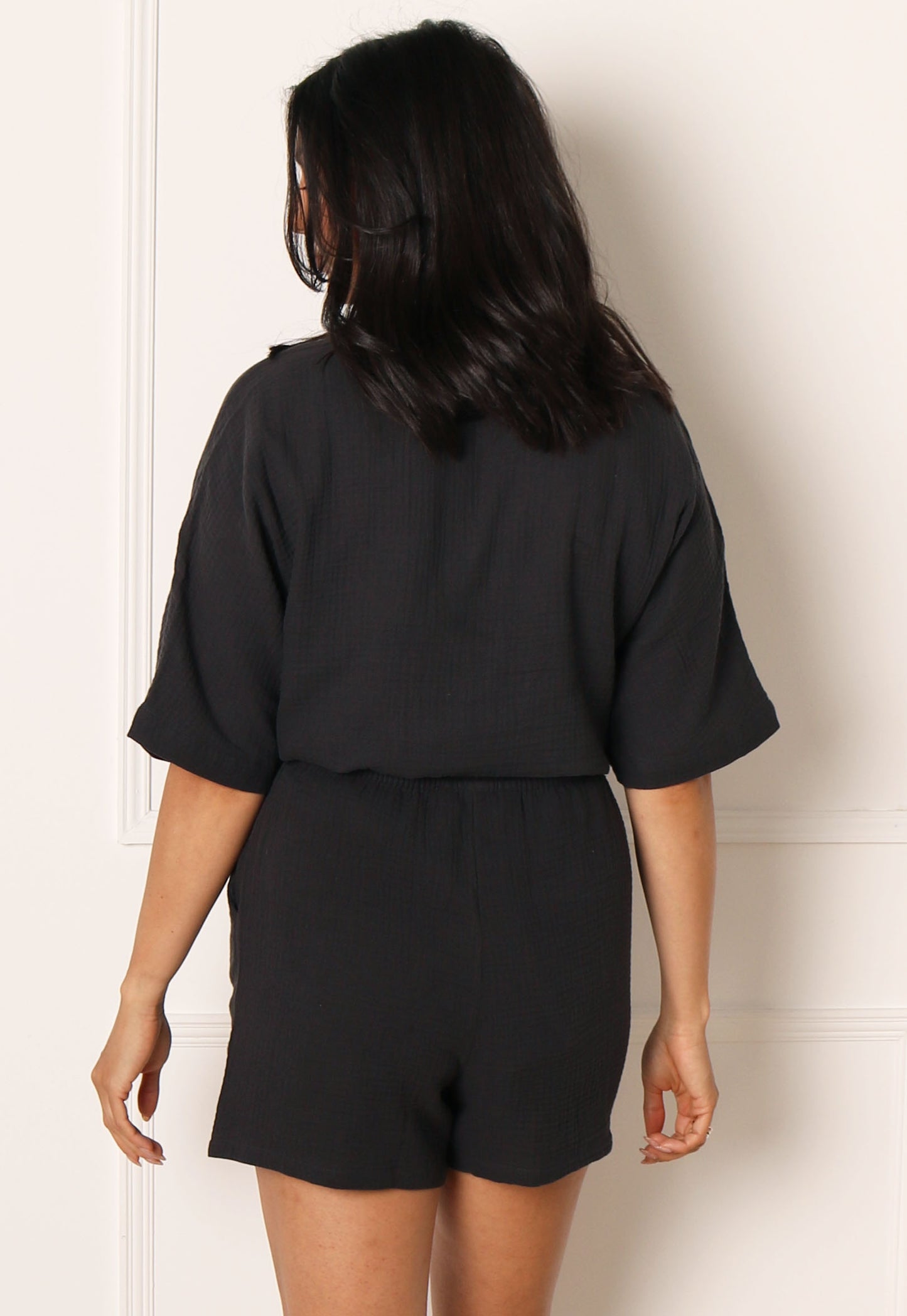
                  
                    ONLY Thyra Short Sleeve Cheesecloth Co-ord Shirt in Washed Black - One Nation Clothing
                  
                