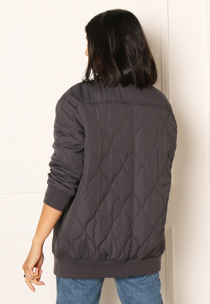 
                  
                    ONLY Oversized Long Onion Quilted Bomber Jacket in Dark Grey - One Nation Clothing
                  
                