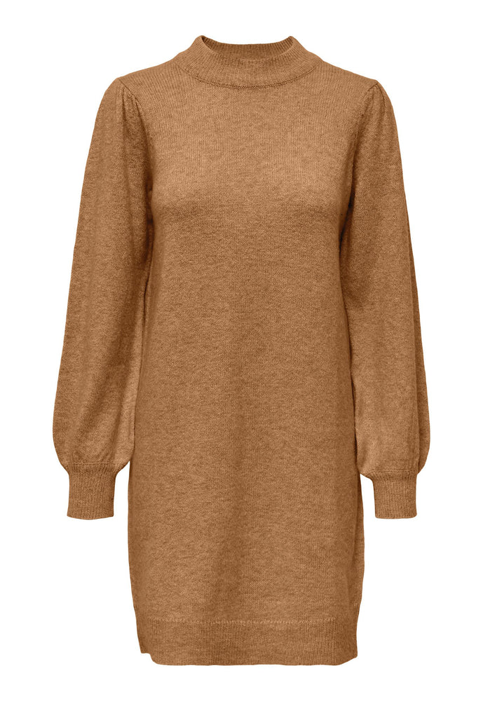 JDY Rue Fluffy Knit Mini Tunic Jumper Dress in Toasted Coconut - One Nation Clothing