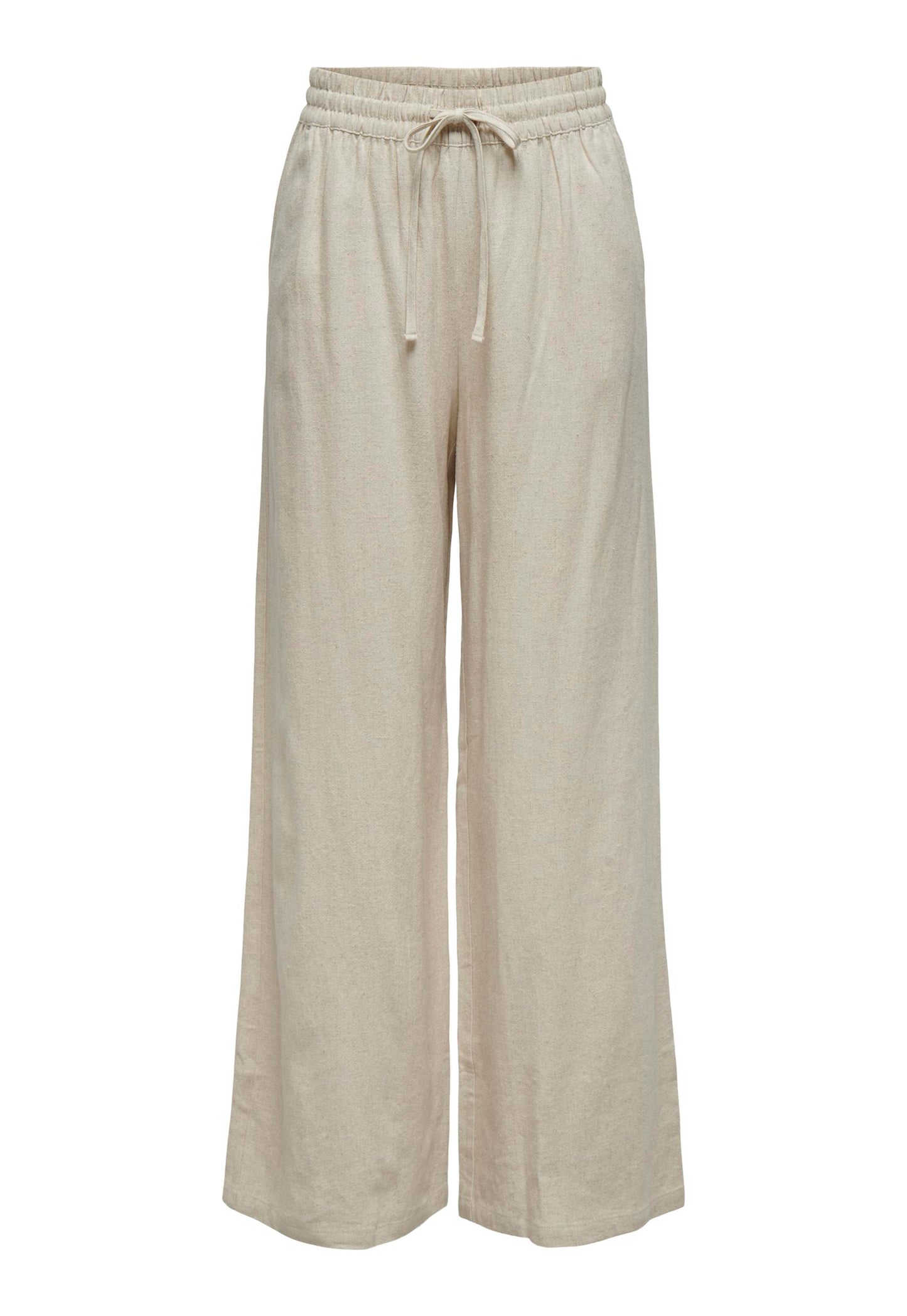 
                  
                    JDY Say - Pantalon large taille haute en lin avec lien à la taille en beige - One Nation Clothing
                  
                