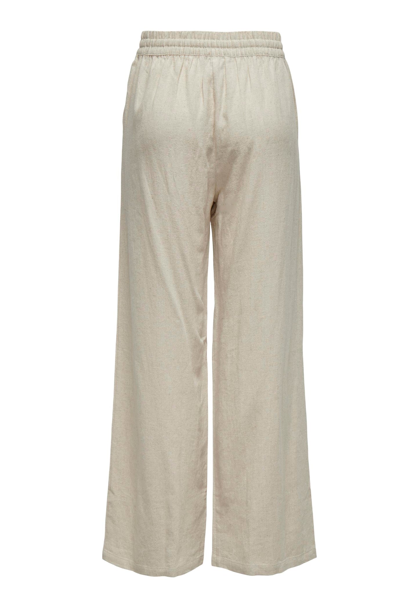 
                  
                    JDY Say - Pantalon large taille haute en lin avec lien à la taille en beige - One Nation Clothing
                  
                