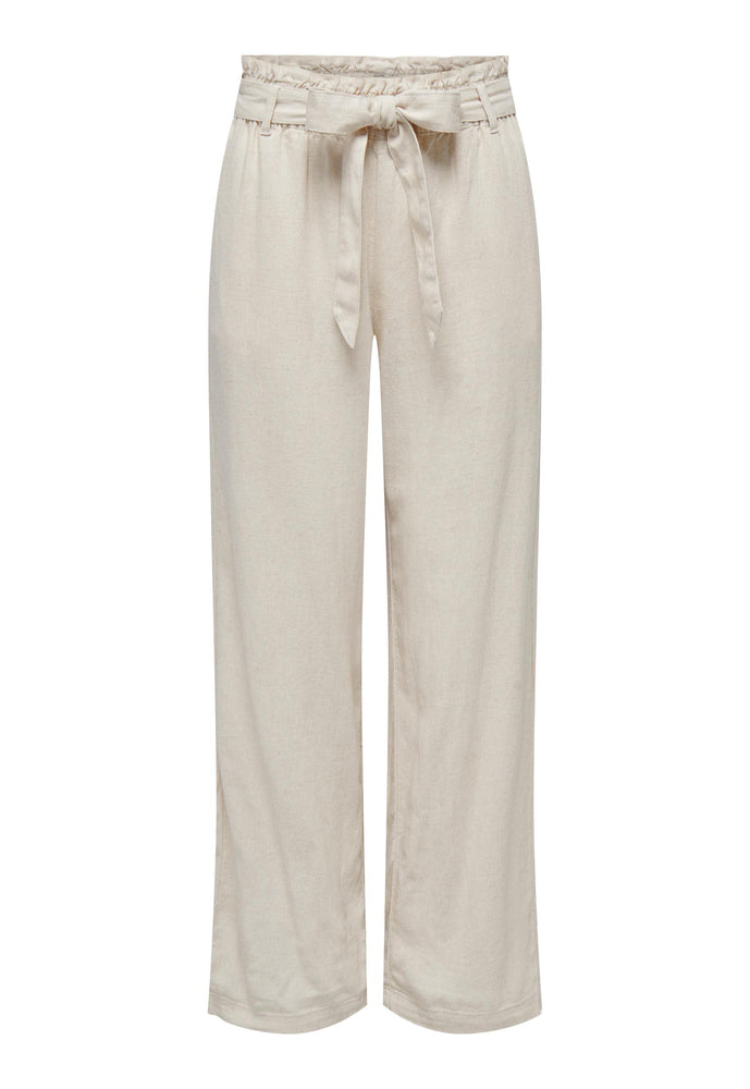 
                  
                    JDY Say High Waisted Wide Leg Linen Trousers with Belt in Beige - One Nation Clothing
                  
                