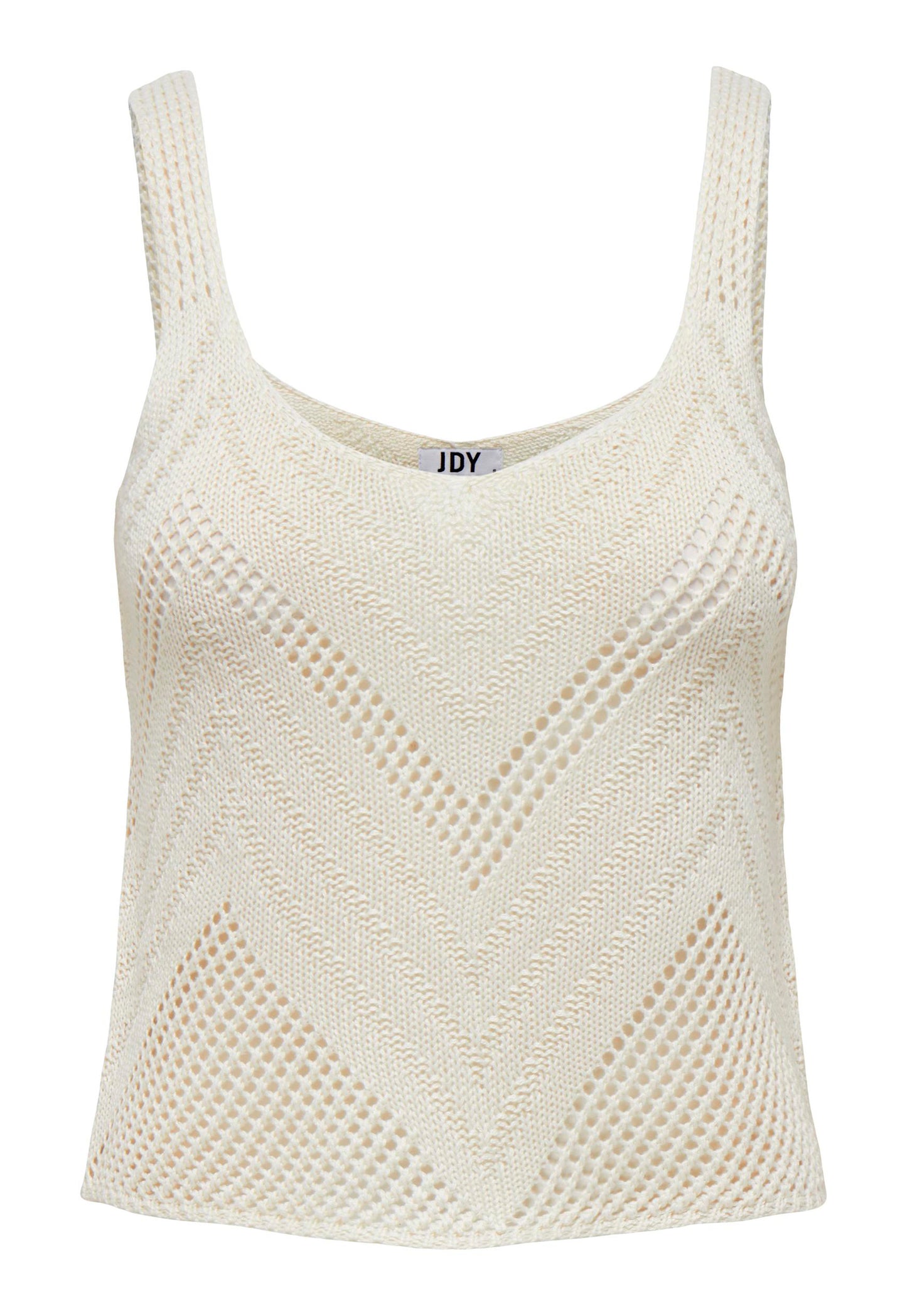 
                  
                    JDY Sun Crochet Knitted Sleeveless Strappy Vest Top in Cream - One Nation Clothing
                  
                