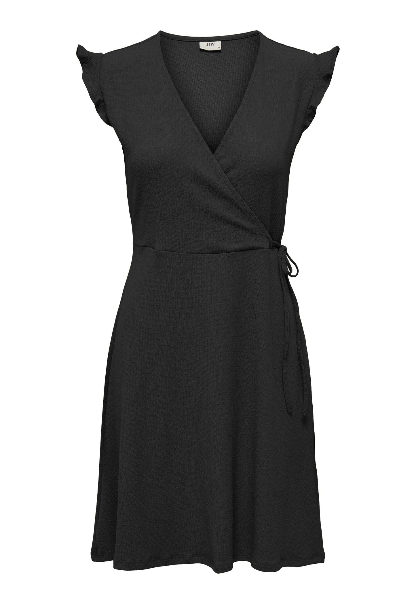 
                  
                    JDY Theresa Mini Wrap Summer Dress with Cap Sleeves in Black - One Nation Clothing
                  
                