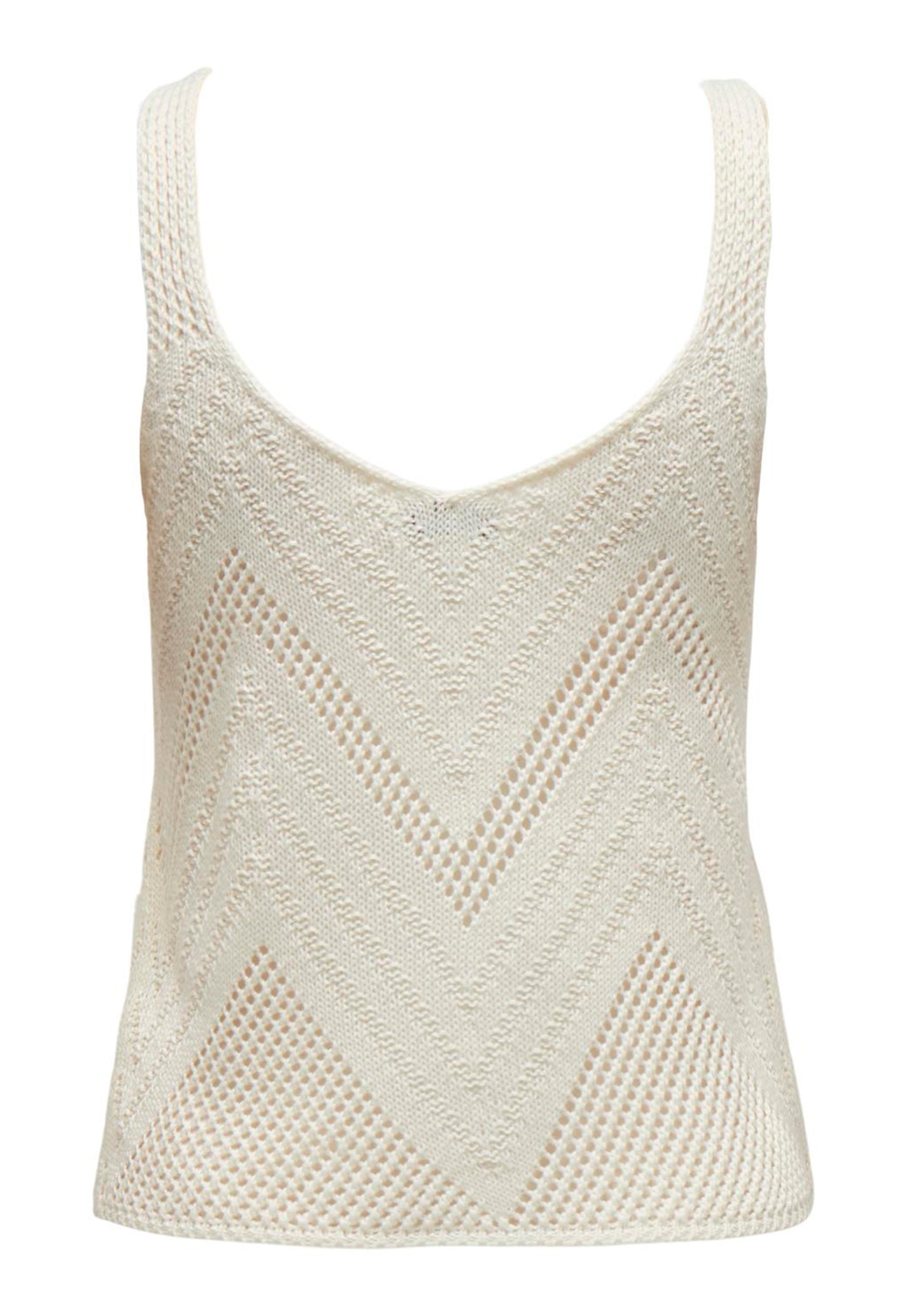 
                  
                    JDY Sun Crochet Knitted Sleeveless Strappy Vest Top in Cream - One Nation Clothing
                  
                