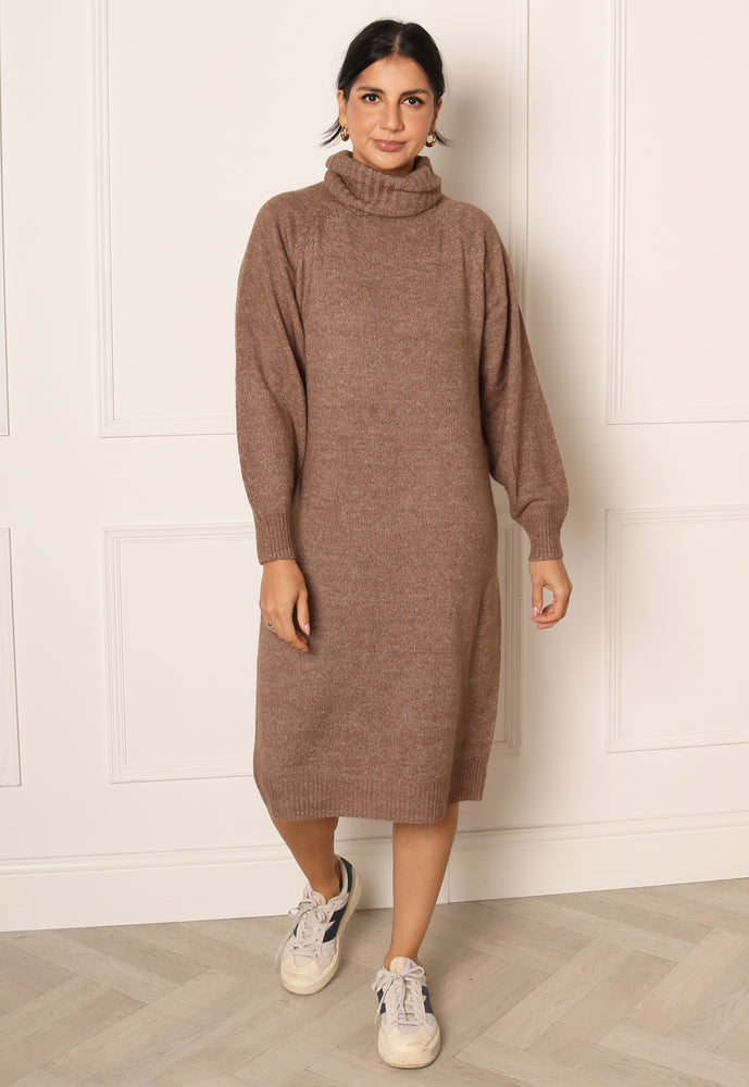 
                  
                    VERO MODA Daniela Long Sleeve Cowl Neck Knitted Midi Jumper Dress in Mocha Brown - One Nation Clothing
                  
                