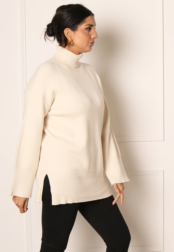 
                  
                    VERO MODA Gold Soft Knit Rollneck Longline Jumper with Side Splits in Cream - One Nation Clothing
                  
                