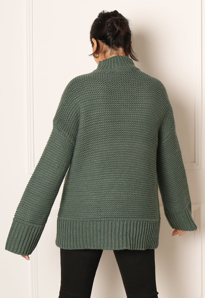 
                  
                    VERO MODA Miranda Longline Chunky Knit Jumper in Green - One Nation Clothing
                  
                