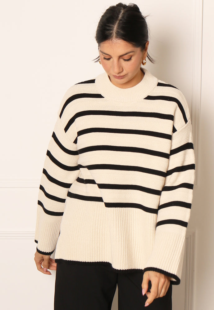 
                  
                    ONLY Sia Chunky Knit Stripe Jumper in Cream & Black - One Nation Clothing
                  
                