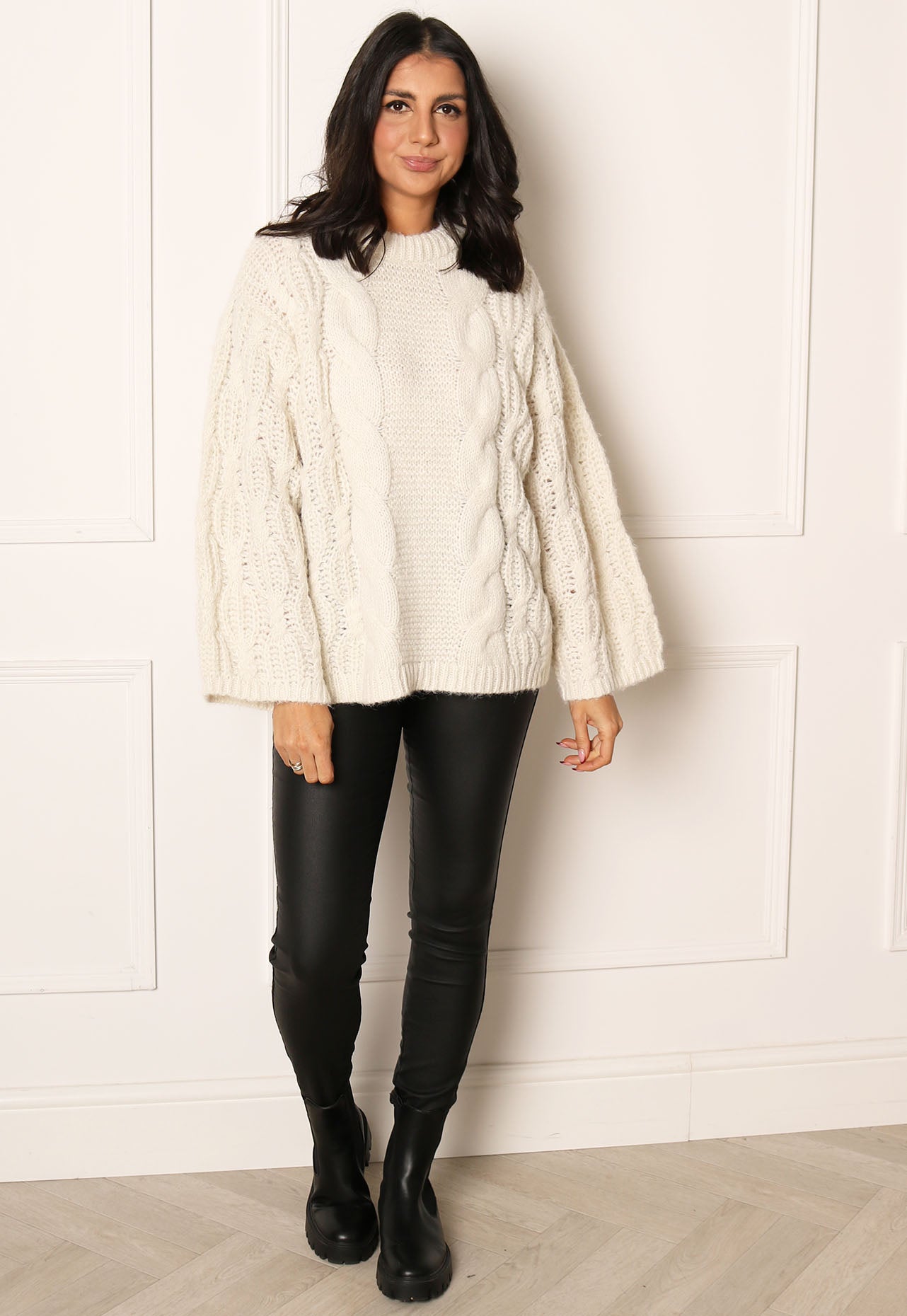 
                  
                    VERO MODA Vea Premium Chunky Cable Knit Fluffy Jumper in Cream - One Nation Clothing
                  
                