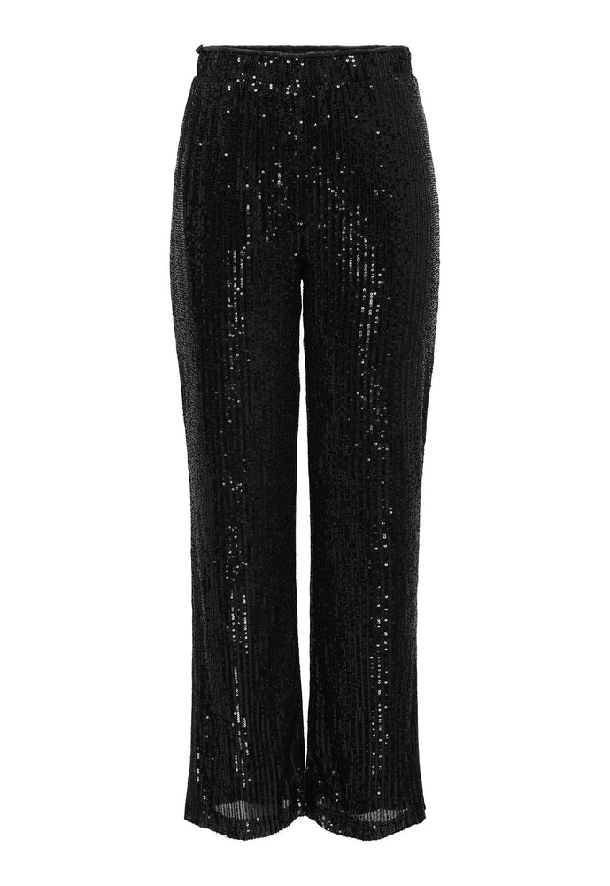 
                  
                    ONLY Goldie Sequin High Waist Wide Trousers in Black - One Nation Clothing
                  
                
