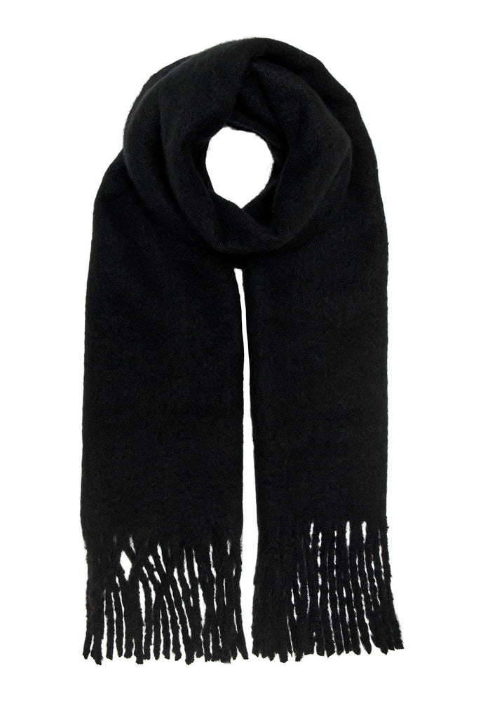 ONLY Tiana Oversized Brushed Scarf with Tassels in Black - One Nation Clothing