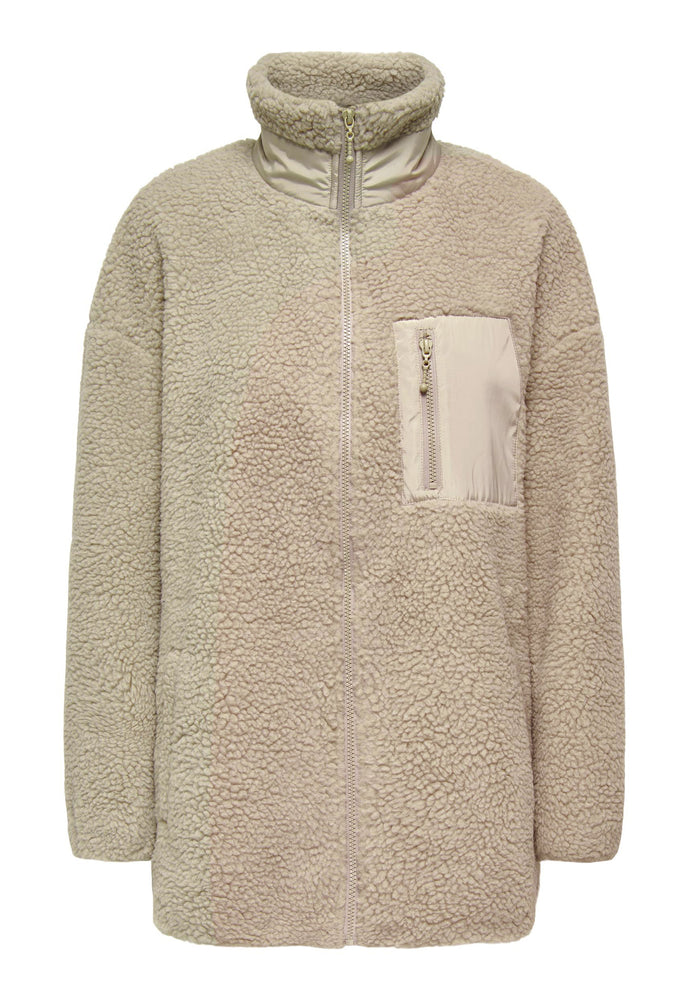 
                  
                    ONLY Tracy Teddy Fleece Zip Through Jacket in Beige - One Nation Clothing
                  
                