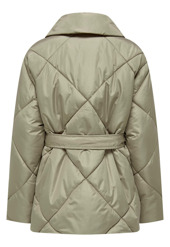 
                  
                    ONLY Sussi Diamond Quilted Jacket with Belt in Soft Khaki - One Nation Clothing
                  
                