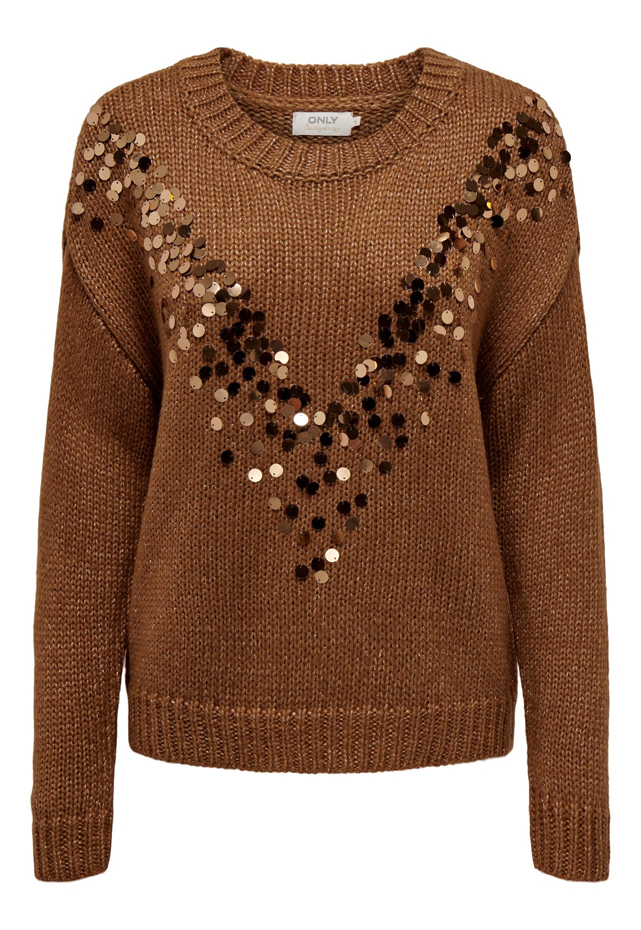 
                  
                    ONLY Nixi Metallic Lurex & Sequin Jumper in Ginger & Copper - One Nation Clothing
                  
                