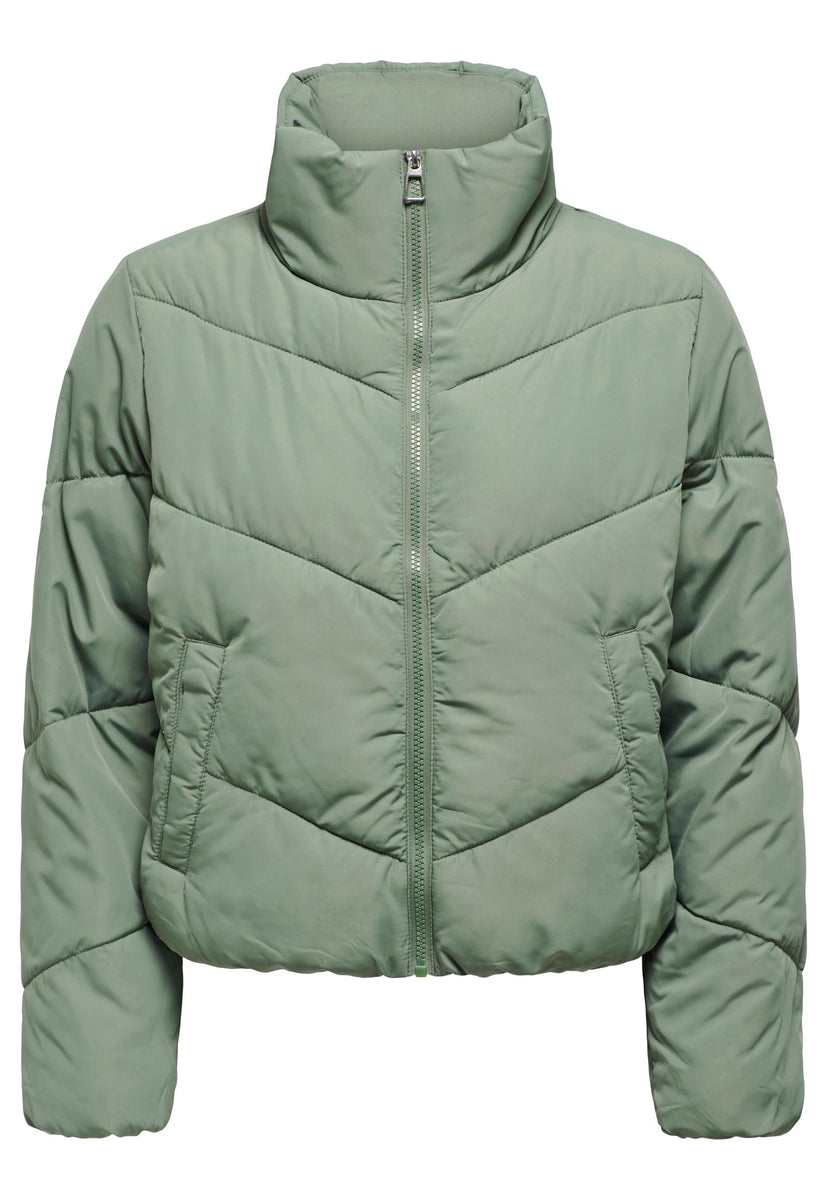 ONLY Maggi Short Chevron Padded Puffer Jacket in Light Green | One ...