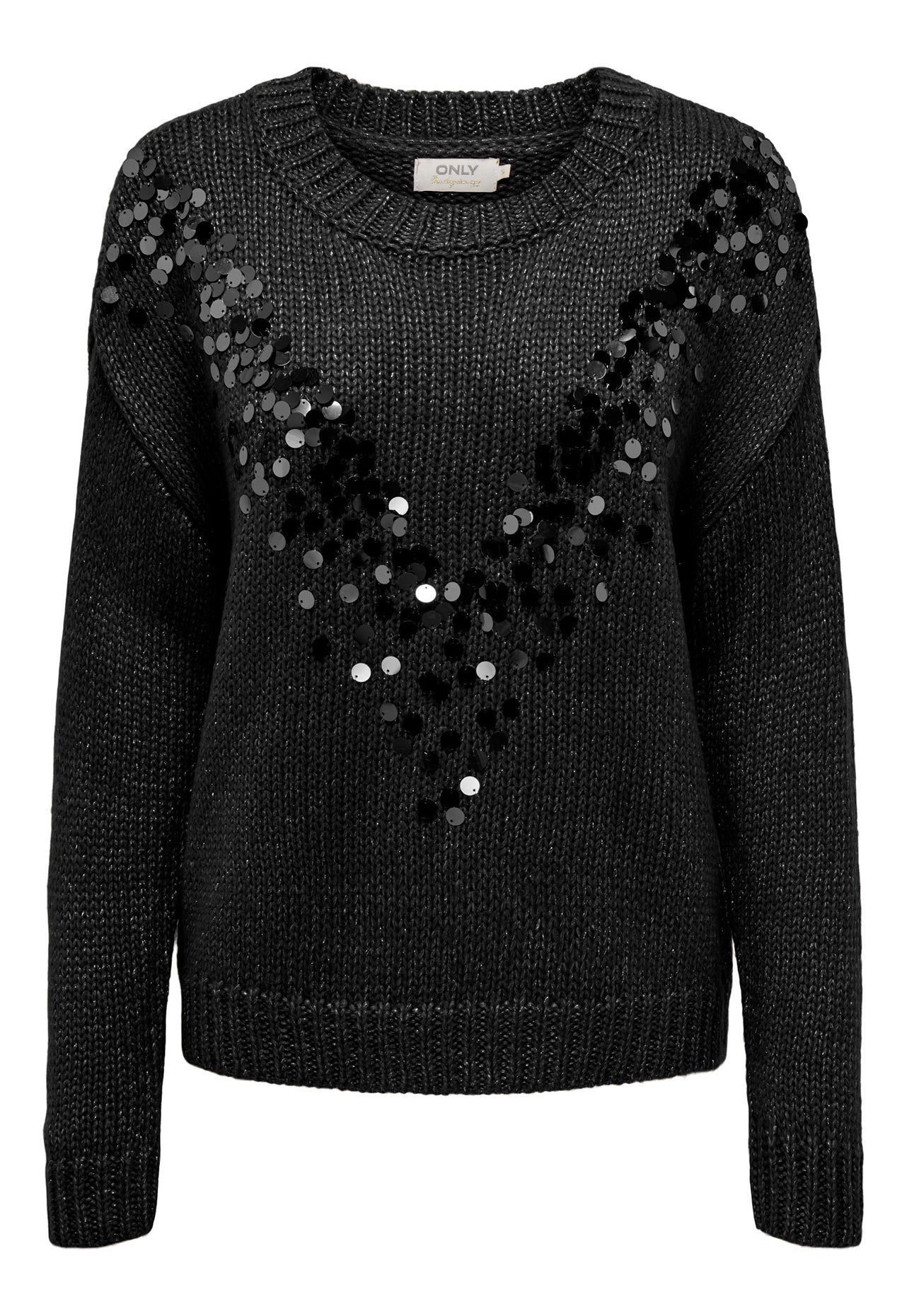 
                  
                    ONLY Nixi Metallic Lurex & Sequin Jumper in Black & Silver - One Nation Clothing
                  
                