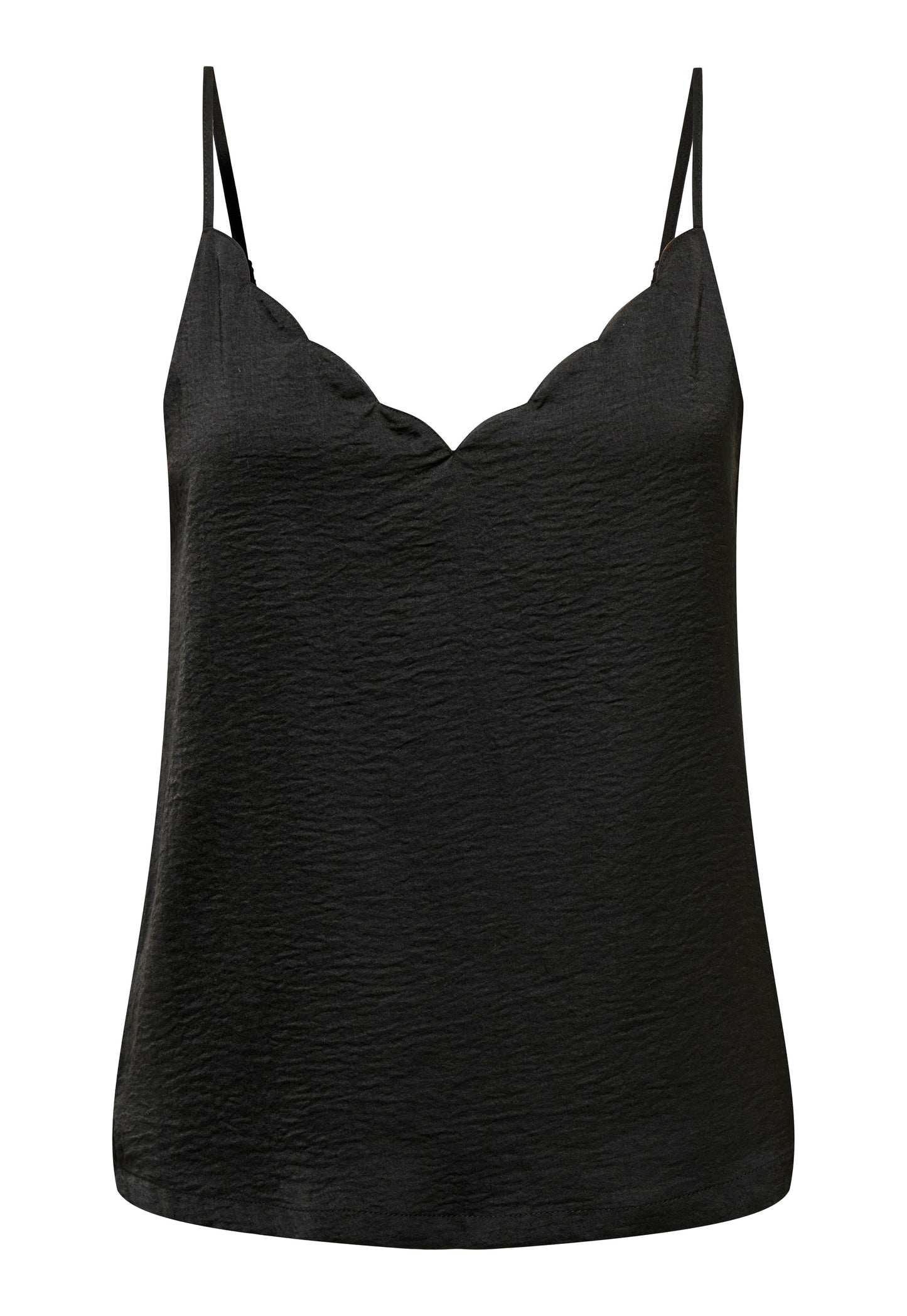 
                  
                    ONLY Deb Scallop Edge Strappy Cami Vest Top in Black - One Nation Clothing
                  
                