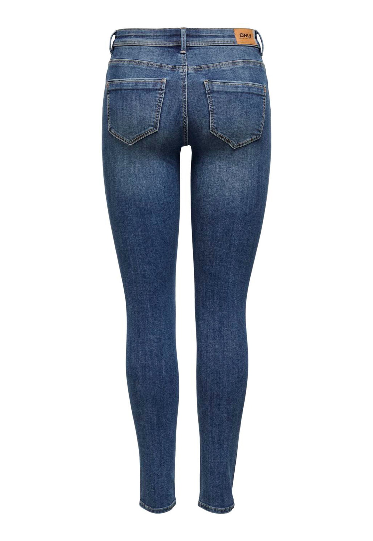 
                  
                    ONLY Wauw Mid Rise Skinny Jeans with Small Rip in Mid Blue - One Nation Clothing
                  
                