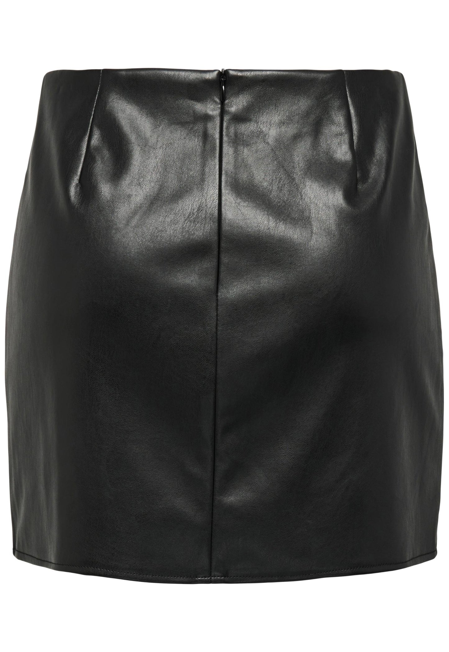 
                  
                    ONLY High Waisted Faux Leather Mini Skirt with Slit in Black - One Nation Clothing
                  
                