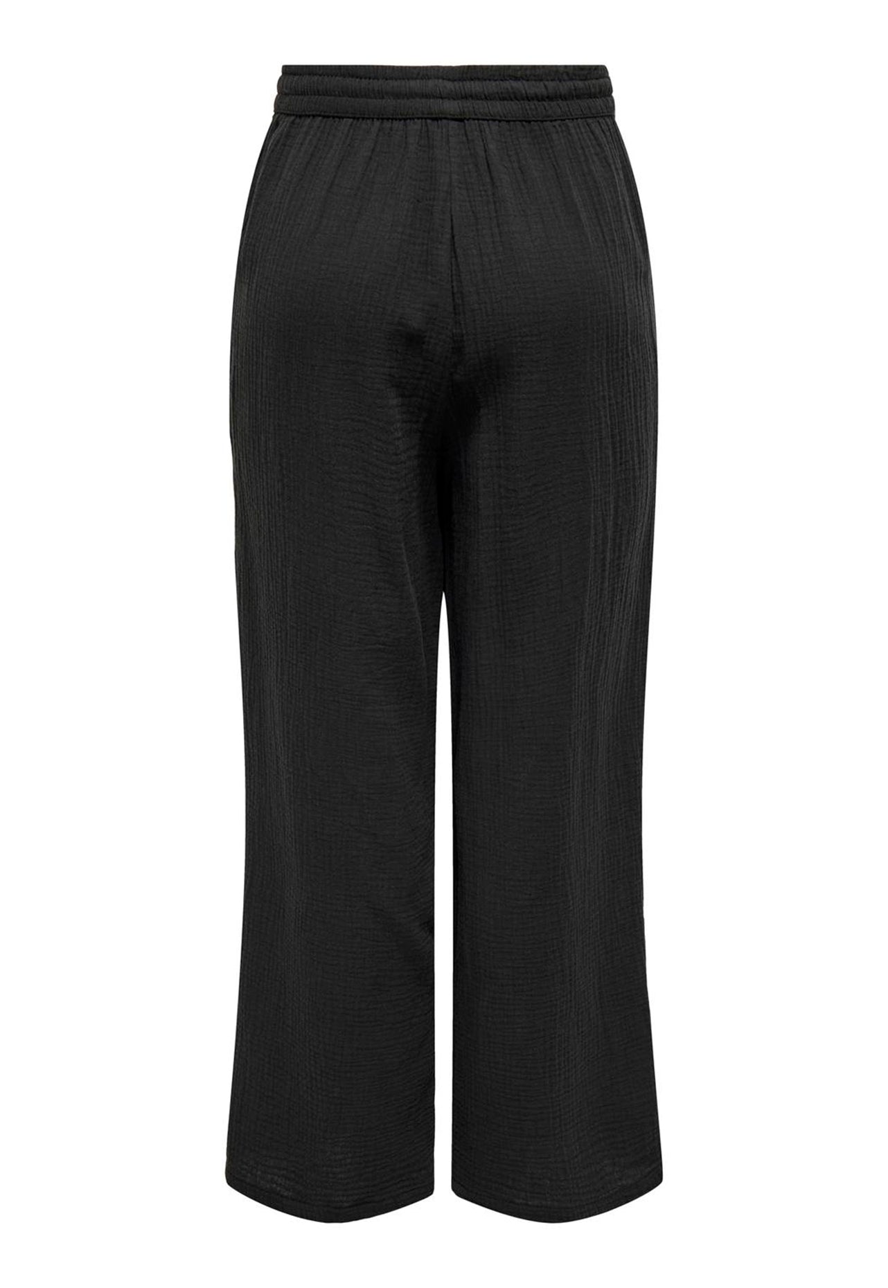 
                  
                    ONLY Thyra High Waisted Pull On Cheesecloth Co-ord Trousers in Washed Black - One Nation Clothing
                  
                