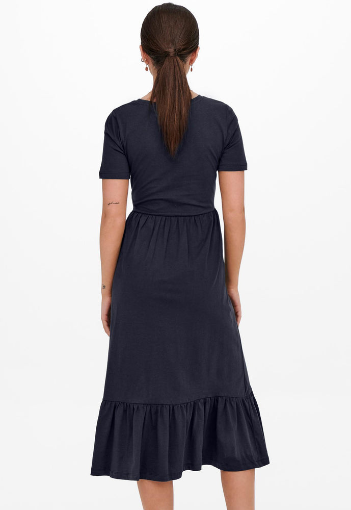
                  
                    ONLY May Tiered Jersey Midi Summer Dress in Navy Blue - One Nation Clothing
                  
                