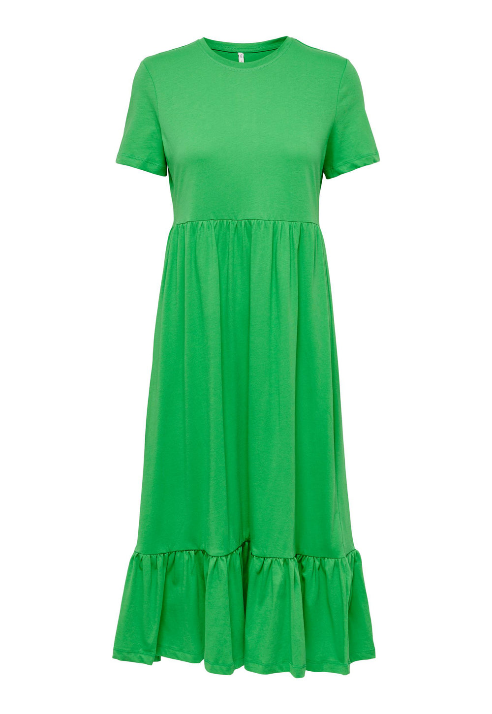 ONLY May Tiered Jersey Midi Summer Dress in Bright Green - One Nation Clothing
