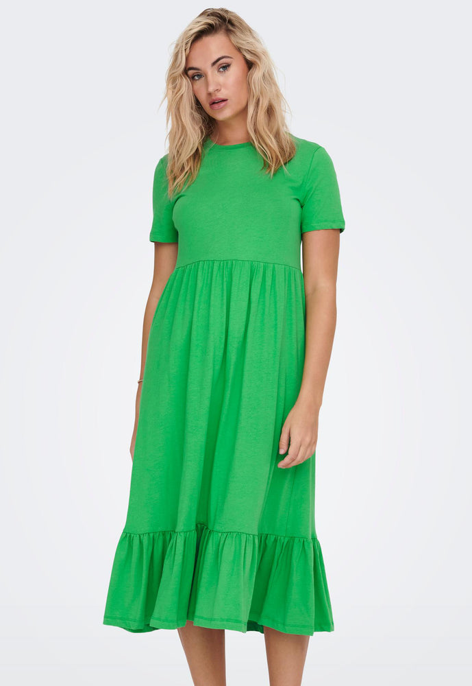 
                  
                    ONLY May Tiered Jersey Midi Summer Dress in Bright Green - One Nation Clothing
                  
                