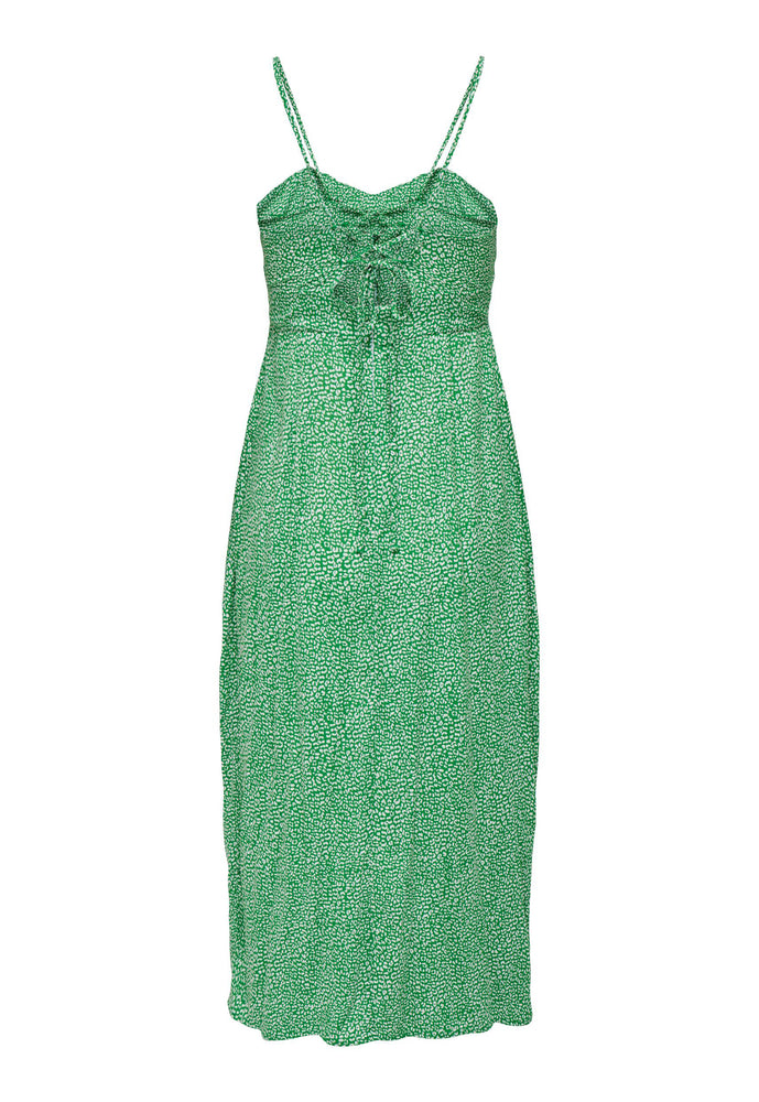 
                  
                    ONLY Leona Strappy Leopard Print Button Detail Midi Dress with Split in Green & White - One Nation Clothing
                  
                