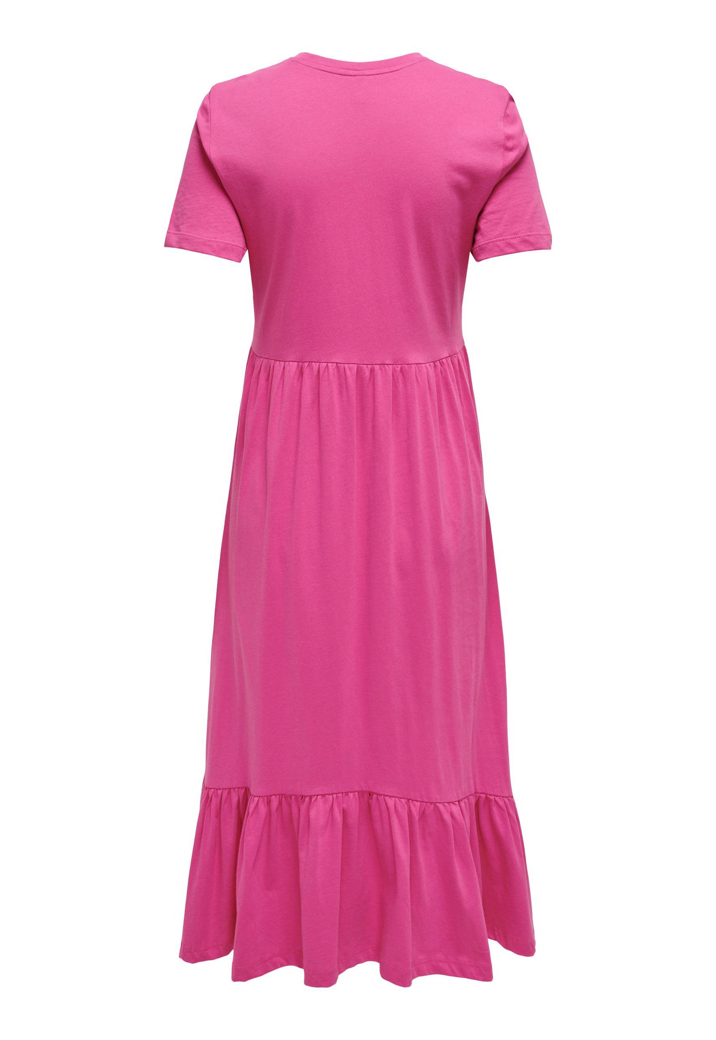 
                  
                    ONLY May Tiered Jersey Midi Summer Dress in Barbie Pink - One Nation Clothing
                  
                