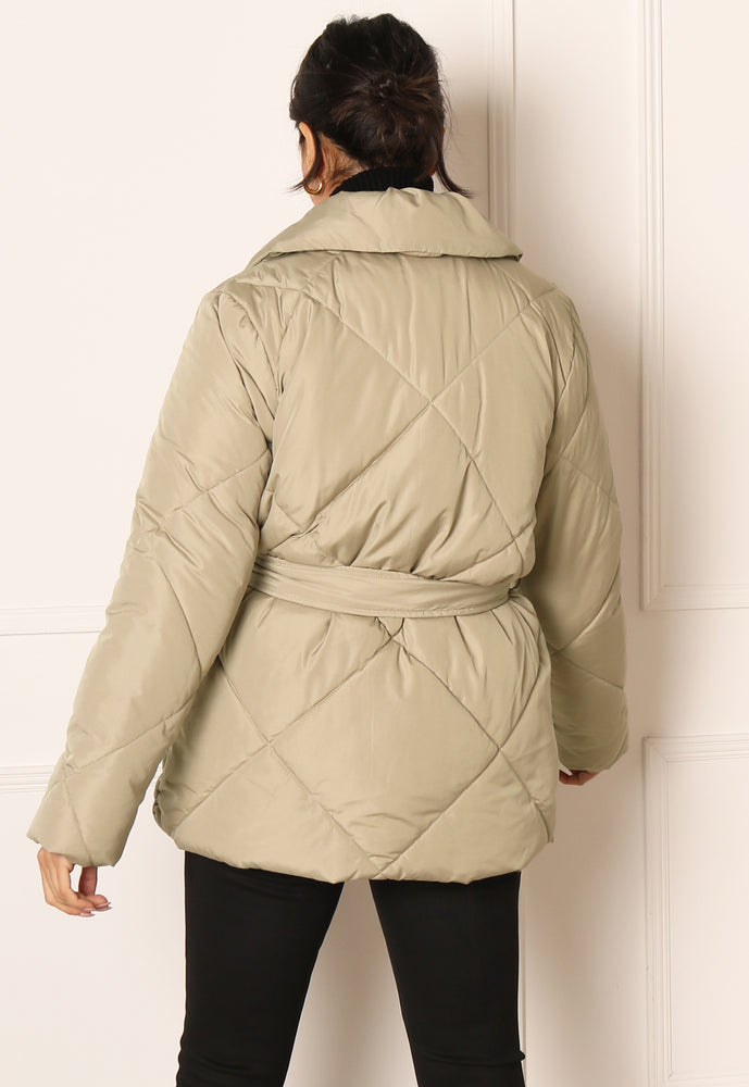 
                  
                    ONLY Sussi Diamond Quilted Jacket with Belt in Soft Khaki - One Nation Clothing
                  
                