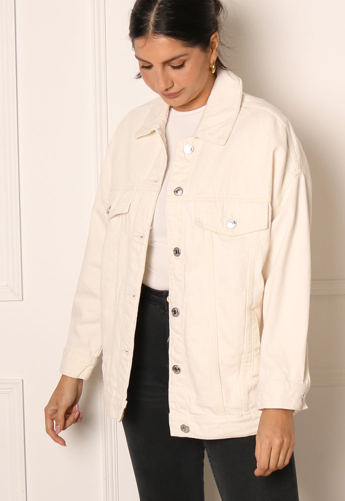 
                  
                    ONLY Fancy Vintage Boyfriend Fit Oversized Denim Jacket in Cream Ecru - One Nation Clothing
                  
                