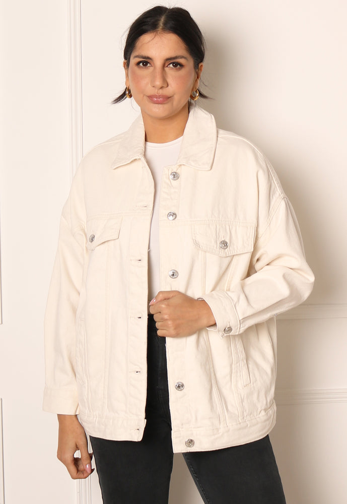 
                  
                    ONLY Fancy Vintage Boyfriend Fit Oversized Denim Jacket in Cream Ecru - One Nation Clothing
                  
                