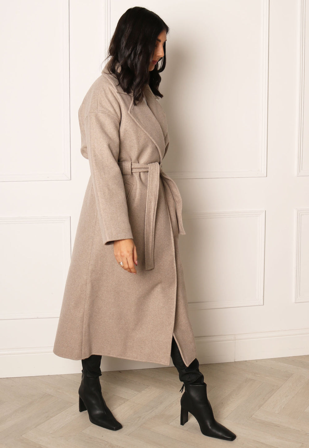 ONLY Ingrid Smart Double Breasted Longline Wool Trench Coat with