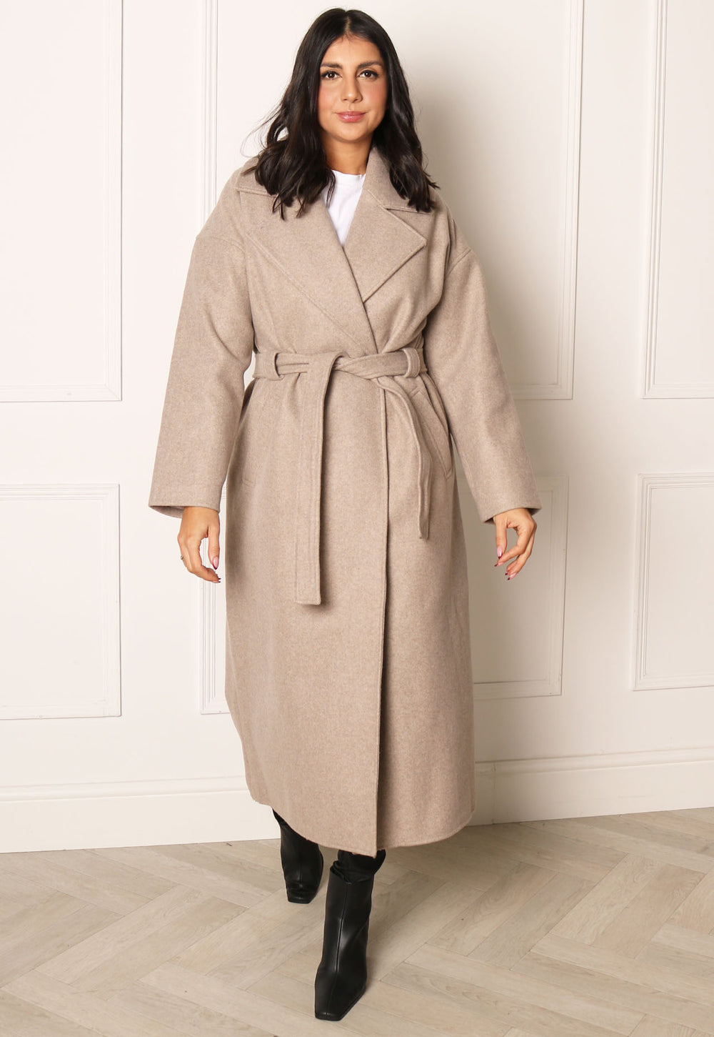 ONLY Ingrid Smart Double Breasted Longline Wool Trench Coat with