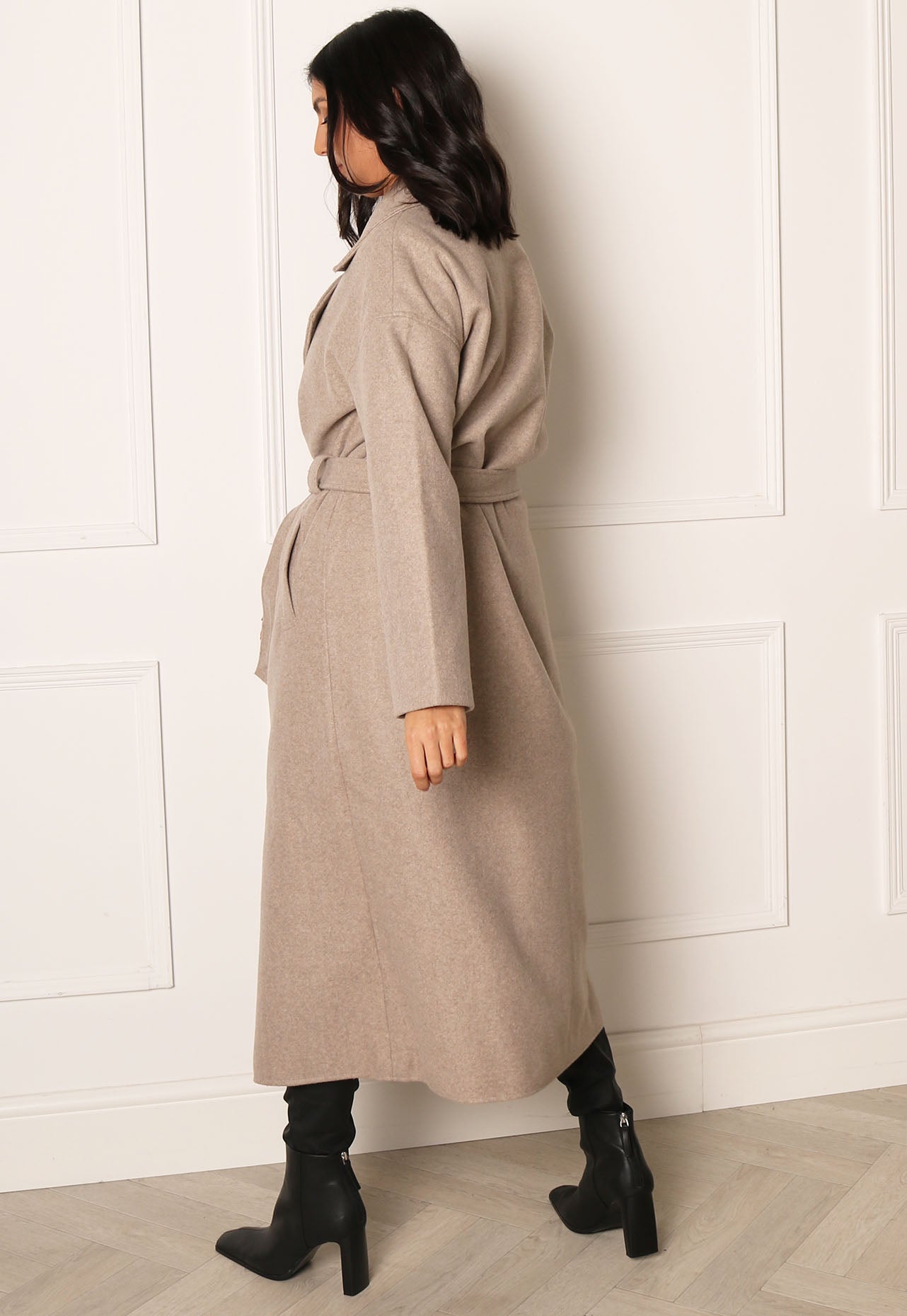 
                  
                    ONLY Ingrid Smart Double Breasted Longline Wool Trench Coat with Belt in Beige - One Nation Clothing
                  
                