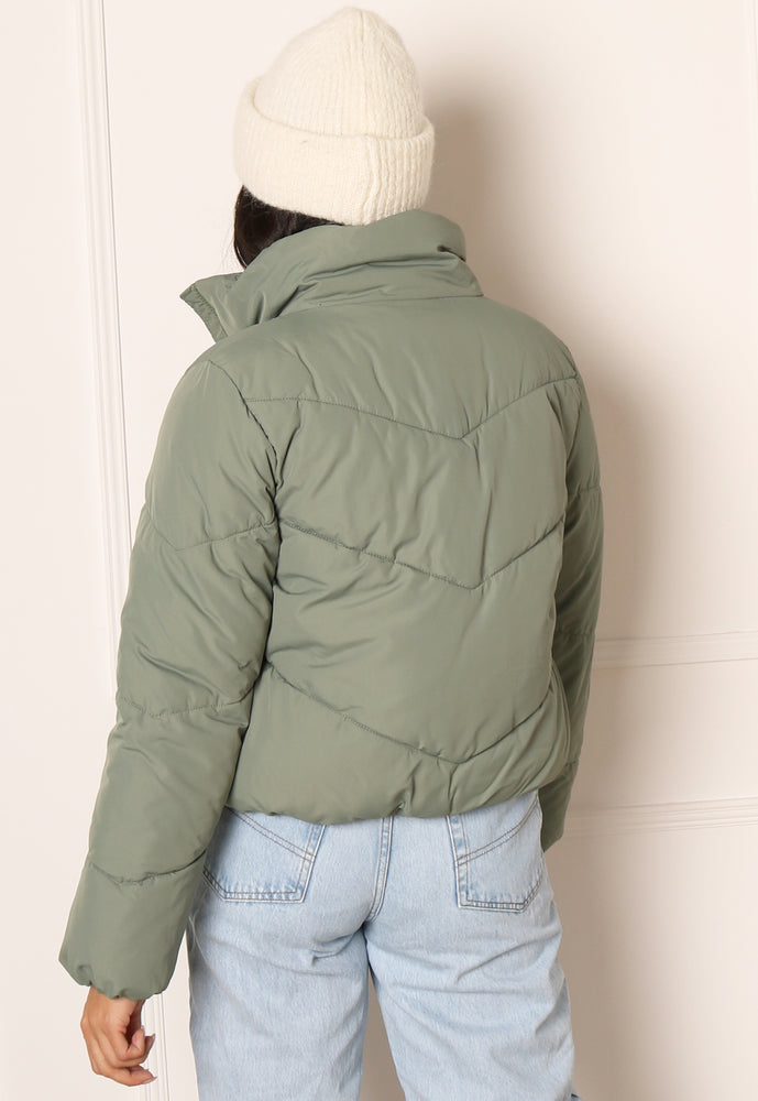 
                  
                    ONLY Maggi Short Chevron Padded Puffer Jacket in Light Green - One Nation Clothing
                  
                