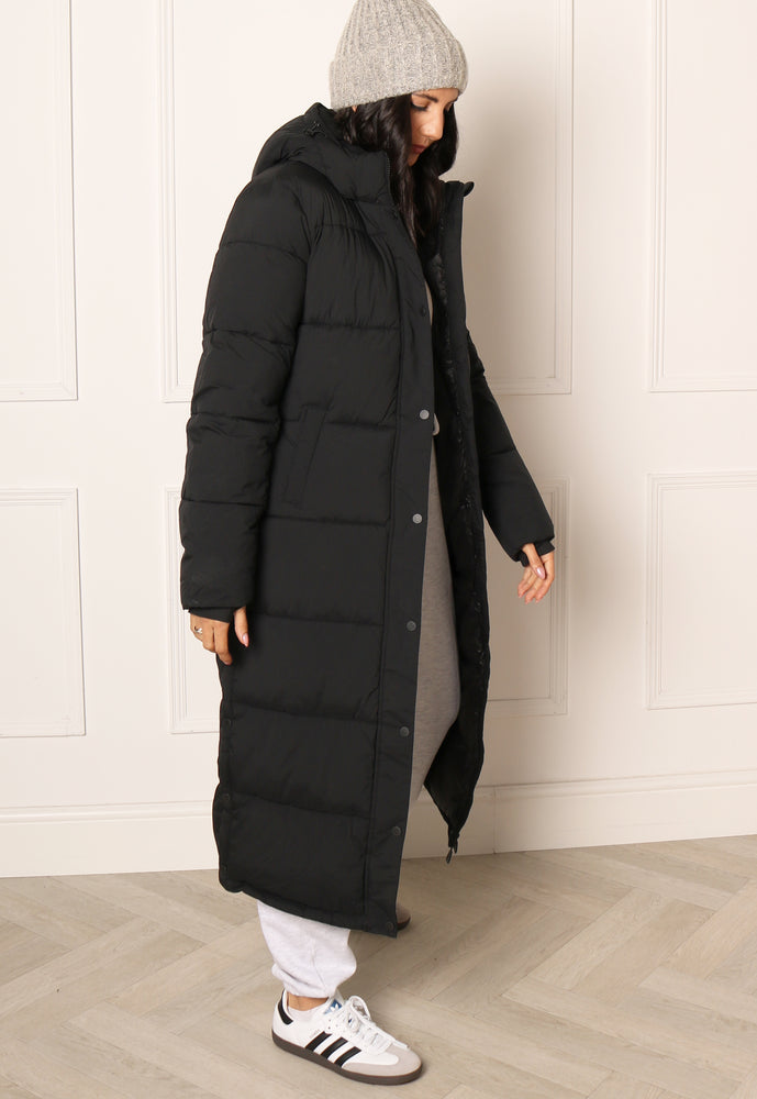 ONLY Premium Ann Maxi Longline Hooded Puffer Coat with Thinsulate Technology in Black - One Nation Clothing