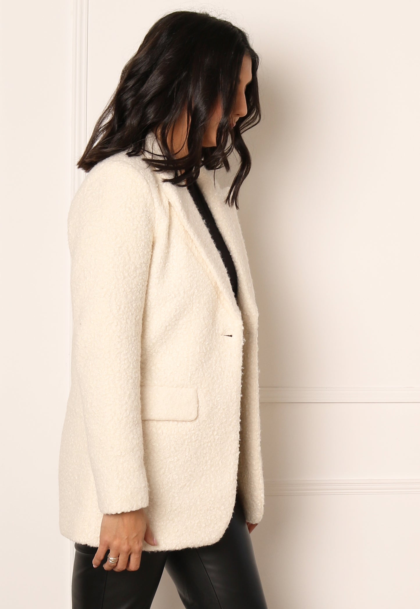
                  
                    ONLY Piper Single Breasted Boucle Wool Style Blazer Jacket in Soft Cream - One Nation Clothing
                  
                
