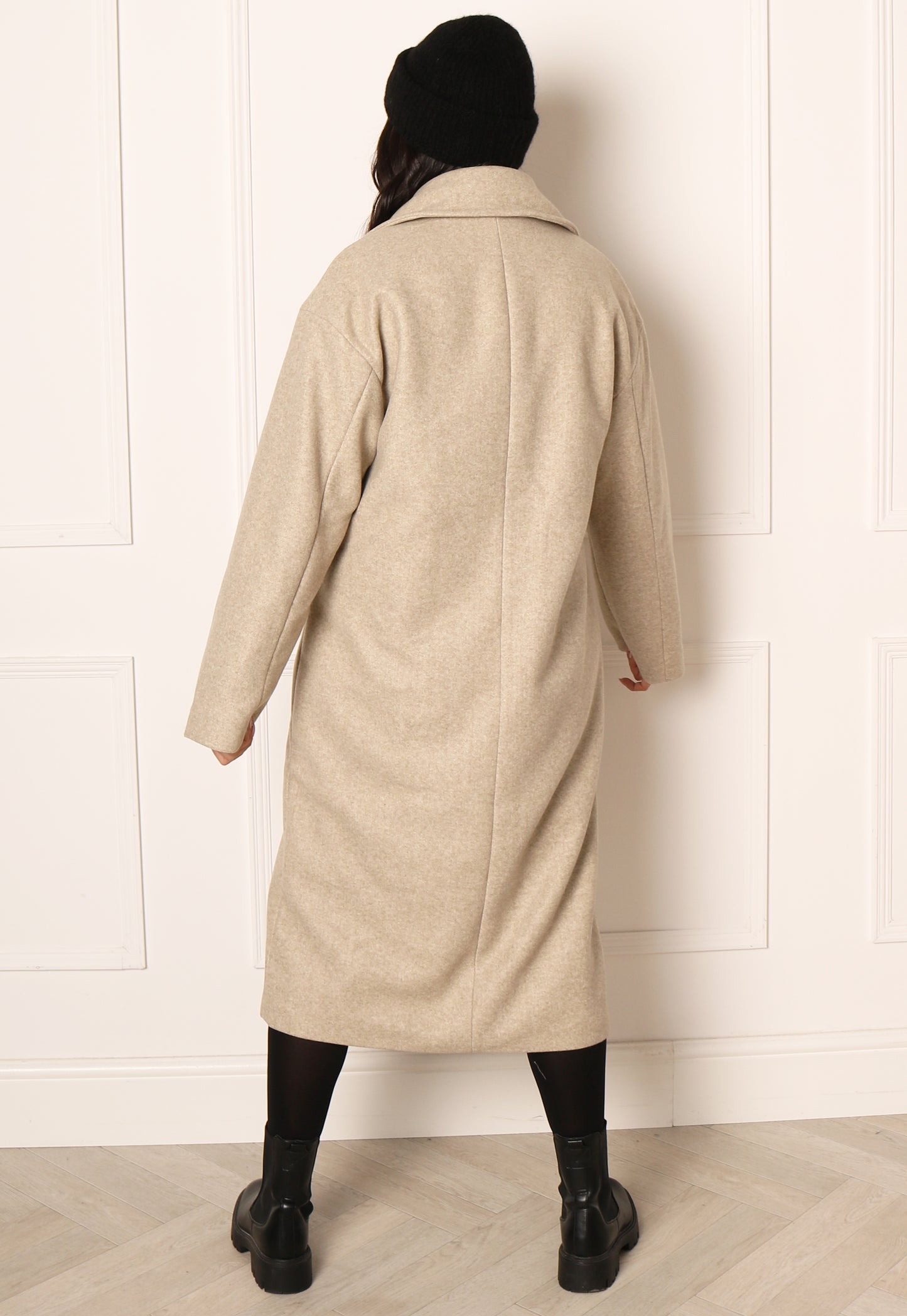 
                  
                    ONLY Wembley Oversized Double Breasted Longline Wool Style Trench Coat in Beige Melange - One Nation Clothing
                  
                