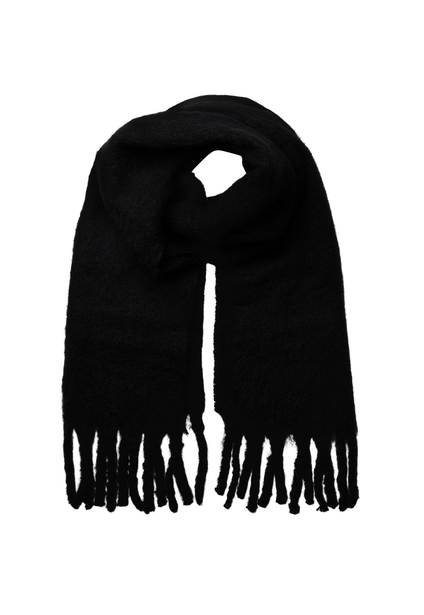 PIECES Nikita Oversized Brushed Scarf with Tassels in Black - One Nation Clothing