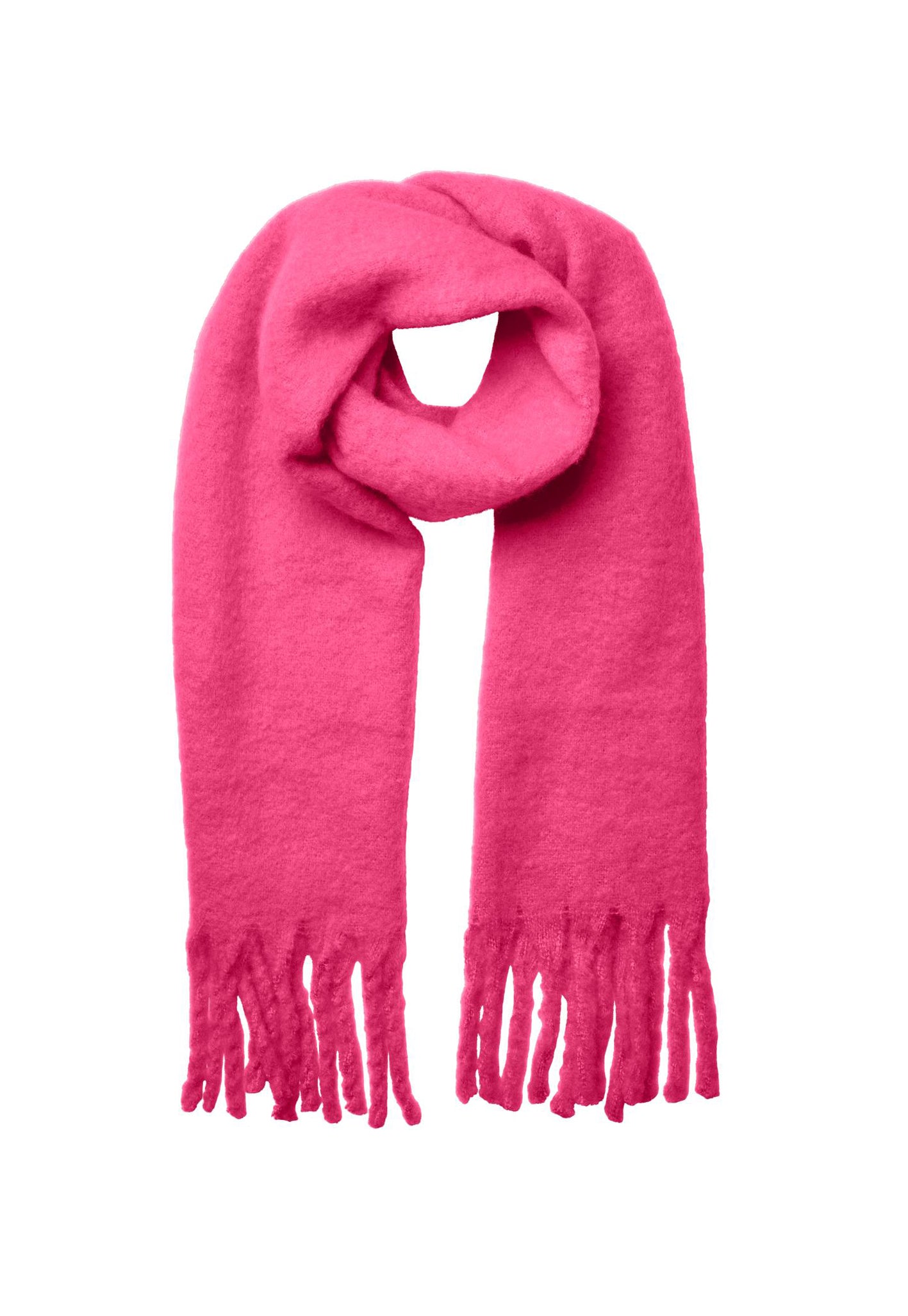 PIECES Nikita Oversized Brushed Scarf with Tassels in Hot Pink - One Nation Clothing