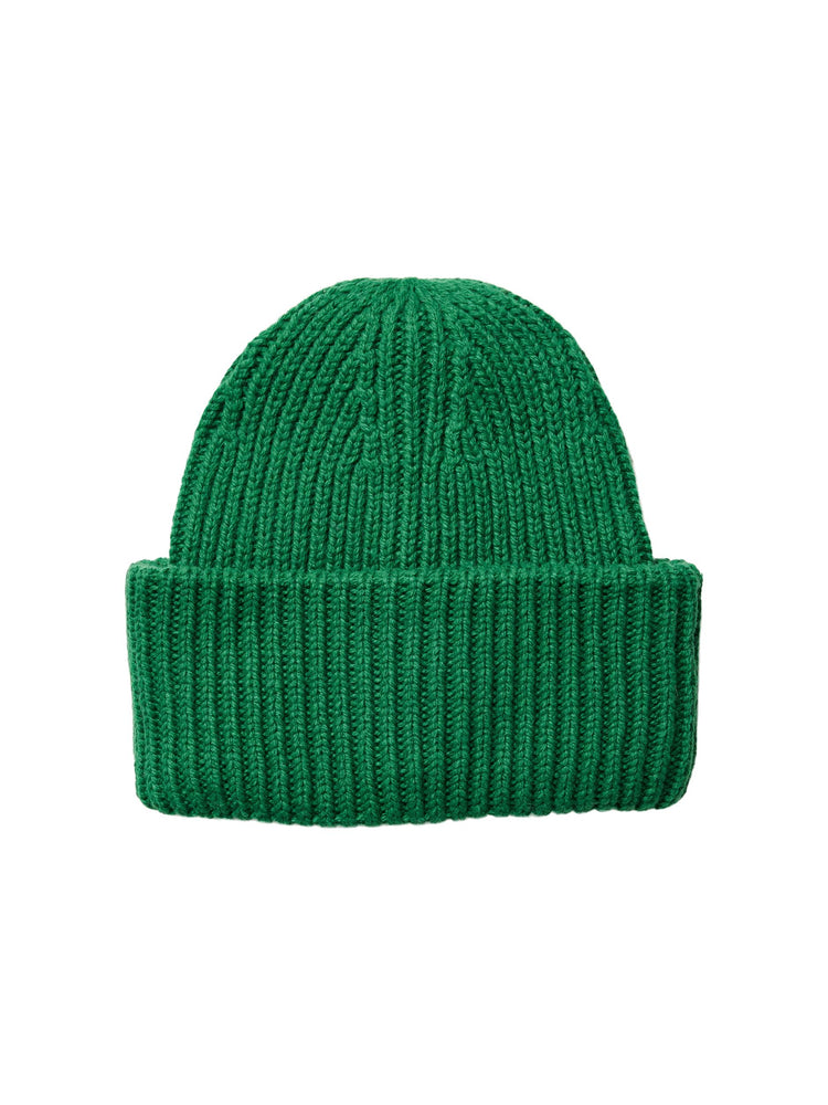 PIECES Juca Fisherman Rib Knit Beanie Hat in Green - One Nation Clothing