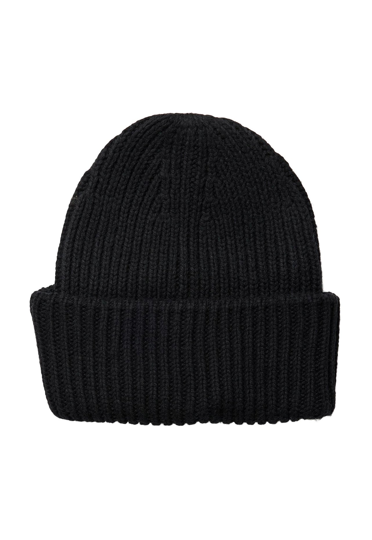 PIECES Juca Fisherman Rib Knit Beanie Hat in Black - One Nation Clothing