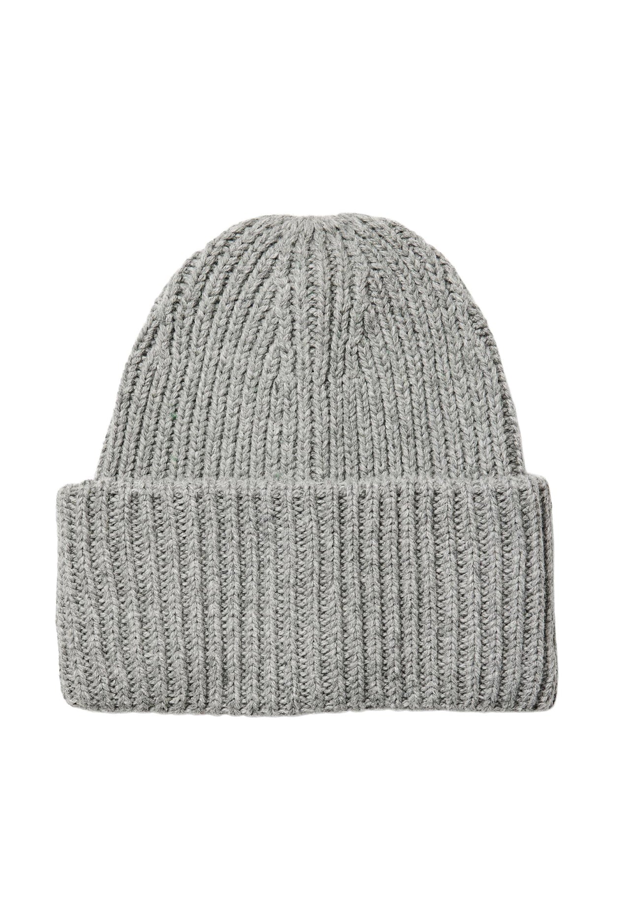 PIECES Juca Fisherman Rib Knit Beanie Hat in Grey Melange - One Nation Clothing
