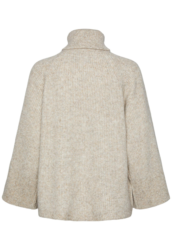 
                  
                    PIECES Jade Chunky Knit Zip Through High Neck Cardigan in Beige Melange - One Nation Clothing
                  
                