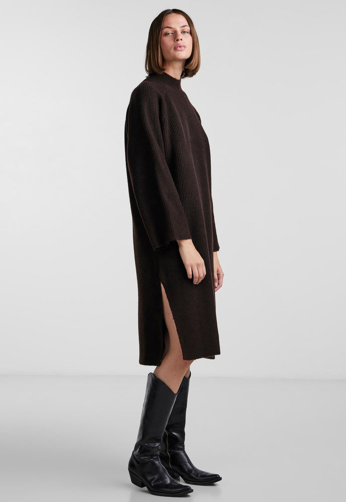 
                  
                    PIECES Jade Oversized Chunky Knit Long Sleeve High Neck Jumper Dress in Chocolate Brown - One Nation Clothing
                  
                