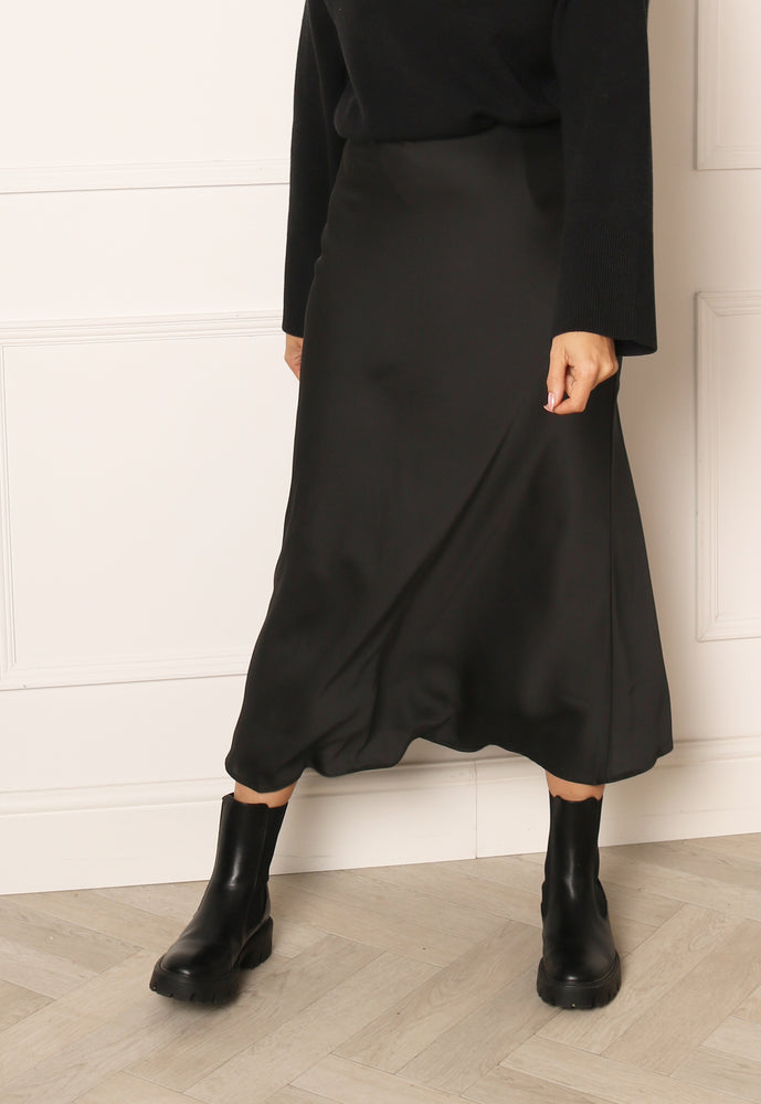 
                  
                    VILA Ellete Satin Slip Midaxi Skirt in Black - One Nation Clothing
                  
                