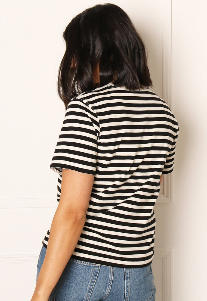 
                  
                    ONLY Cotton Relaxed Stripe Short Sleeve T-shirt in Black & White - One Nation Clothing
                  
                